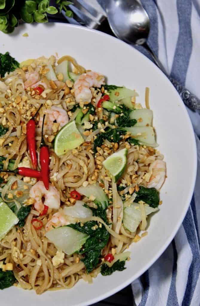 Recipe Shrimp Pad See Ew with stir fried noodles, shrimp, soy sauce