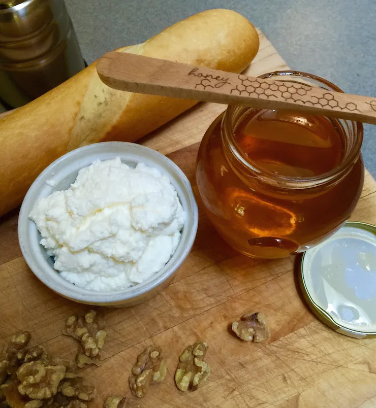 Ricotta, Prosciutto and Honey Crostini