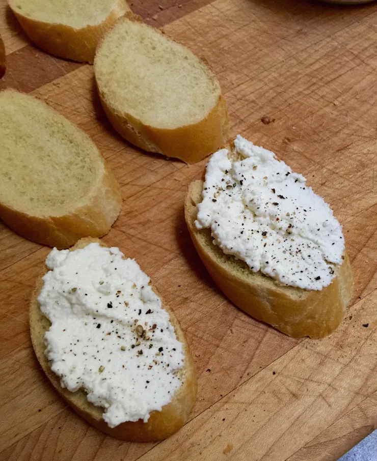 Ricotta, Prosciutto and Honey Crostini