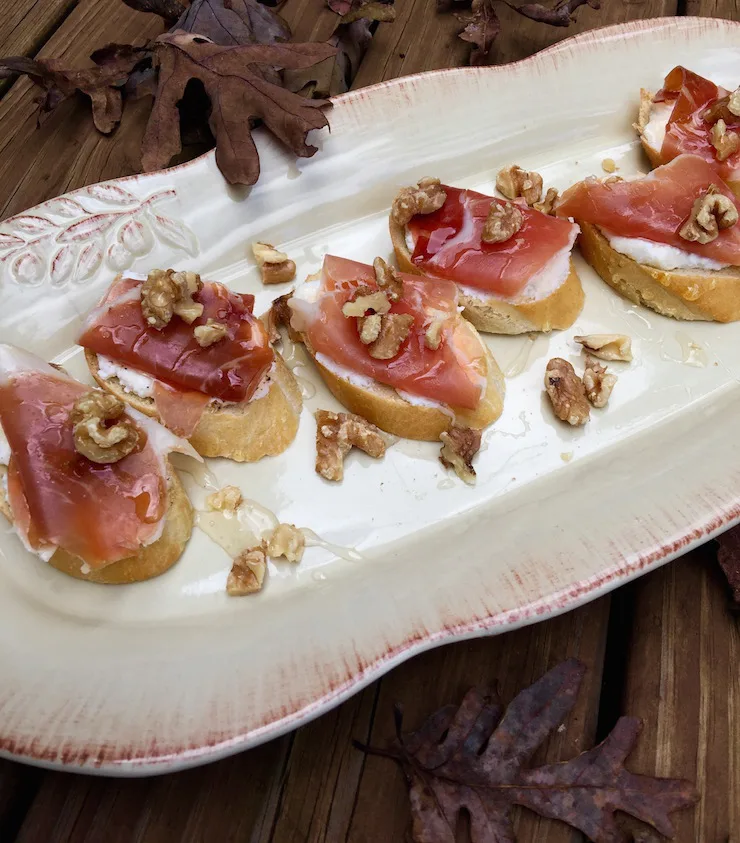 Ricotta, Prosciutto and Honey Crostini