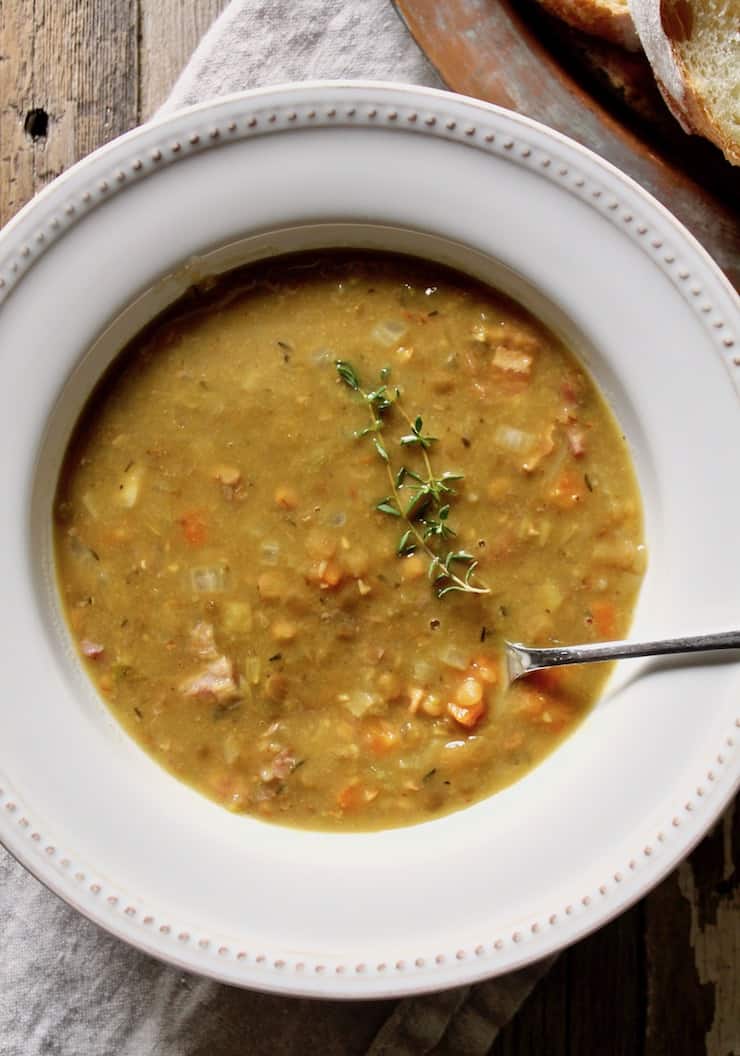 Split Pea and Lentil Soup Recipe with Bacon and Ham