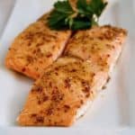 Roasted Glazed Salmon, two pieces on serving platter