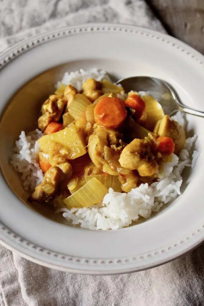 Wafuu Chicken Curry in bowl with rice