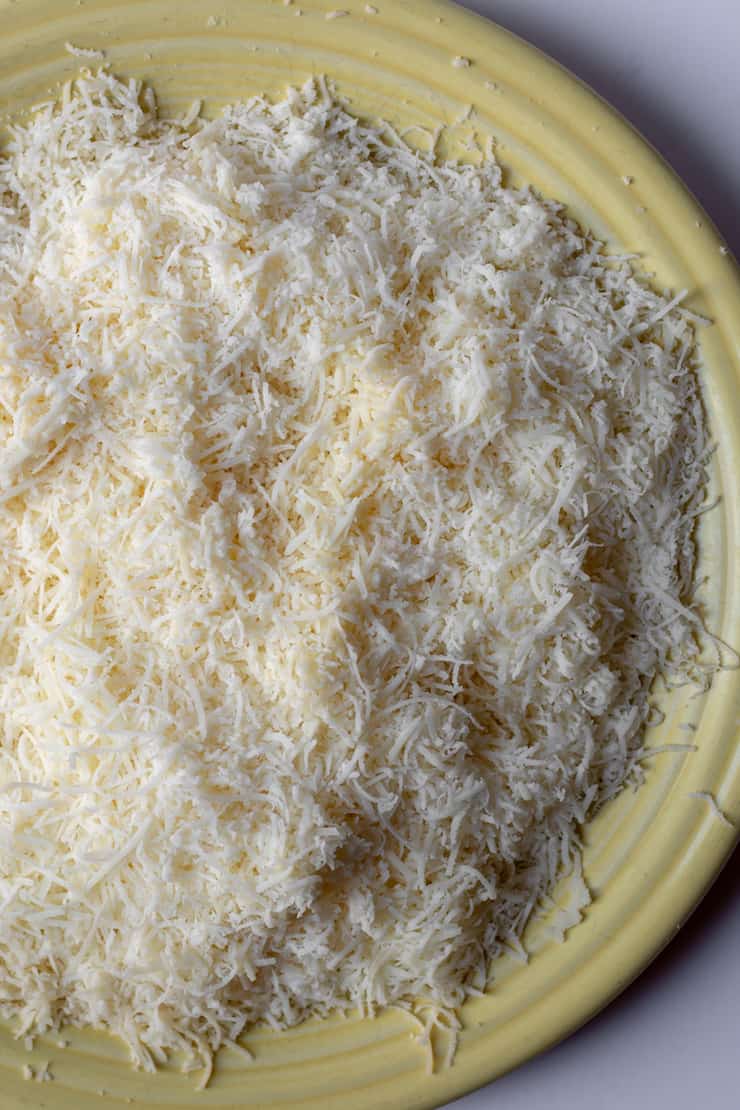 Grated kasseri cheese.