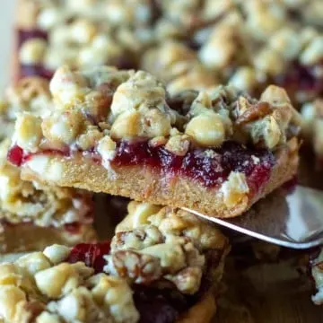 Close up of white chocolate cranberry bar.