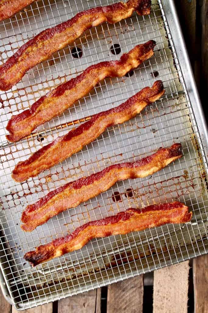 Bacon out of oven on rack.