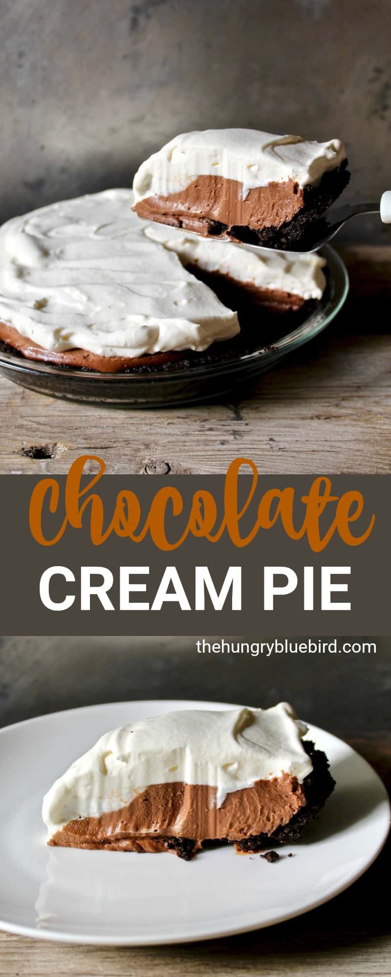 Chocolate Cream Pie with Oreo Crust - the hungry bluebird