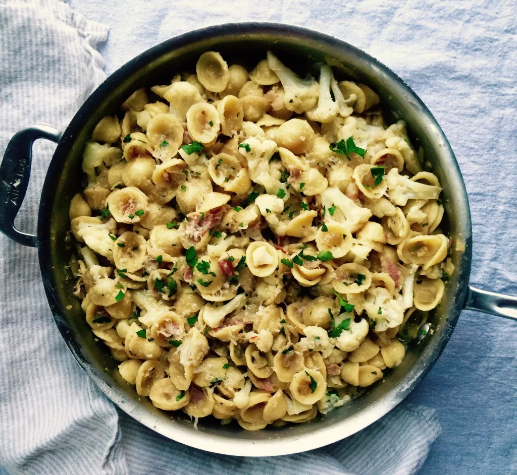 Orecchiette with Pancetta, Cauliflower and Bread Crumbs