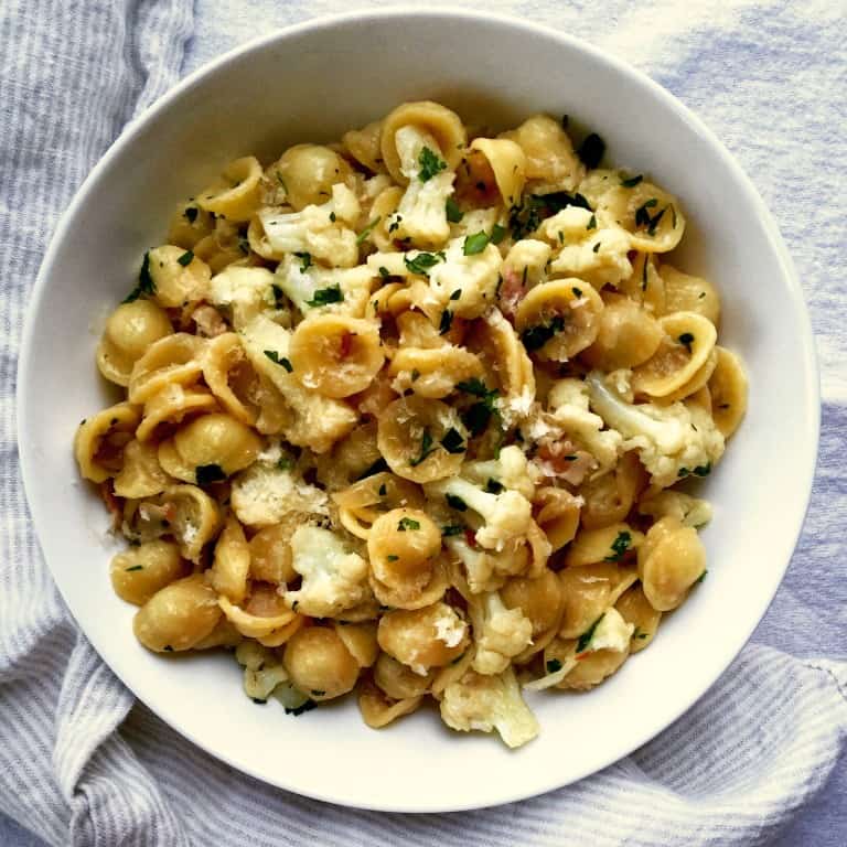 Orecchiette with Pancetta, Cauliflower and Bread Crumbs
