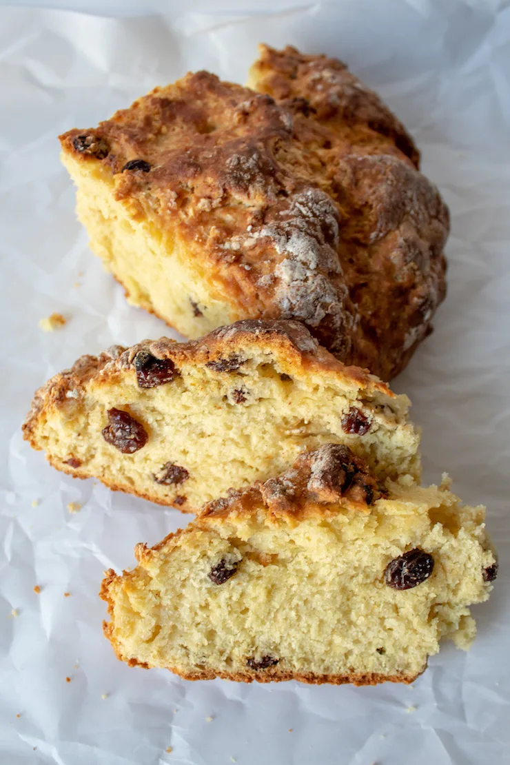 Irish Soda Bread, close up of slices.