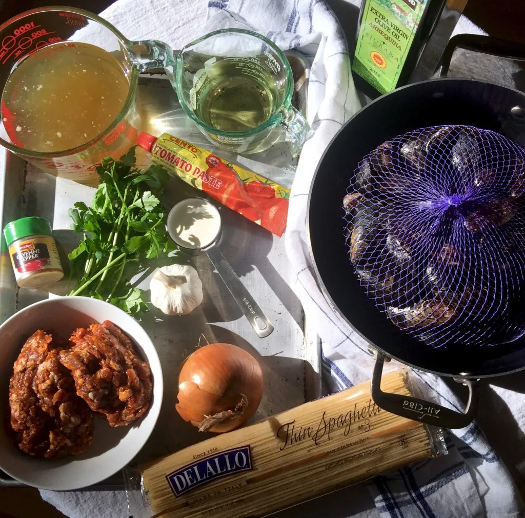 Spaghetti with Mussels and Chorizo