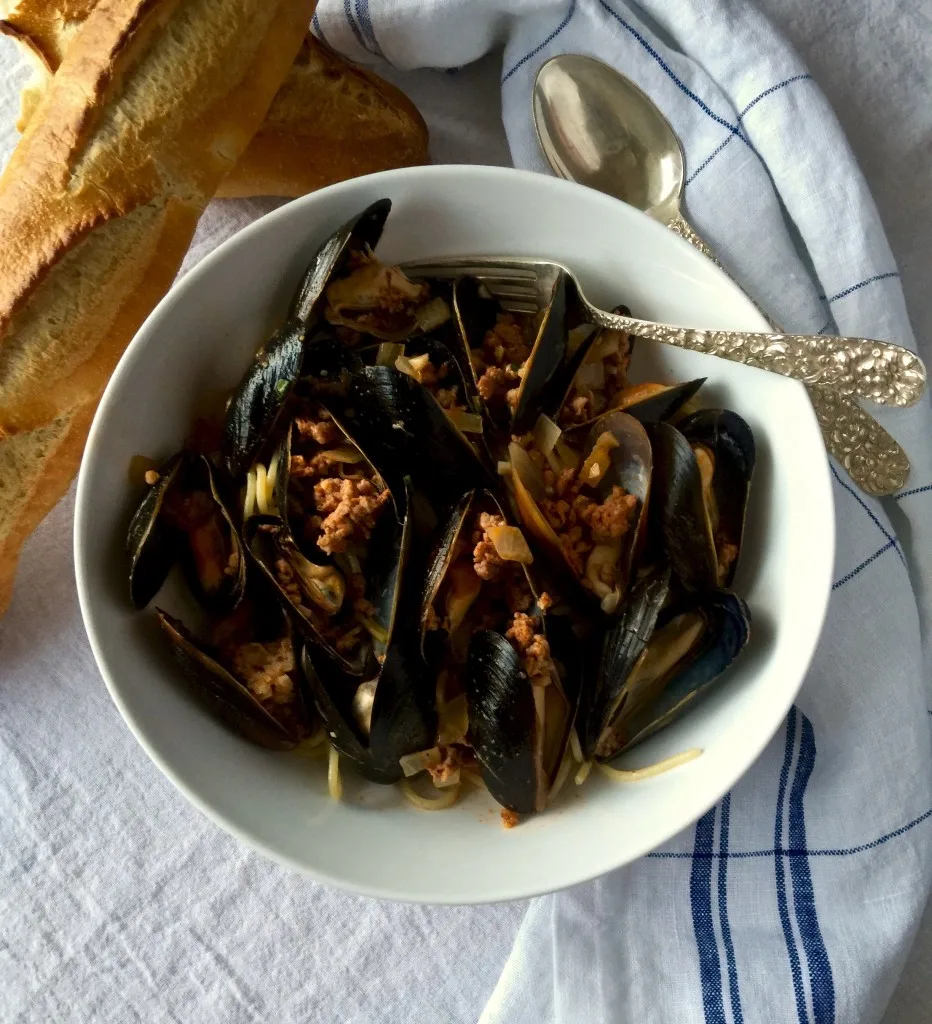 Spaghetti with Mussels and Chorizo