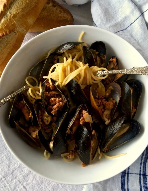 Spaghetti with Mussels and Chorizo The Hungry Bluebird