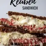 Reubens, pin for Pinterest with text, how to make a Reuben.