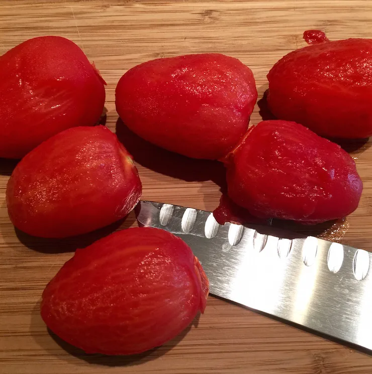 Prepping fresh tomatoes