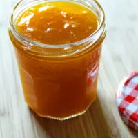 Fished jar of apricot jam.