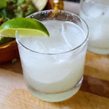 Classic margarita in rock glass with salt.