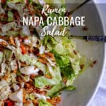 Napa Cabbage Salad, pin for Pinterest with text.