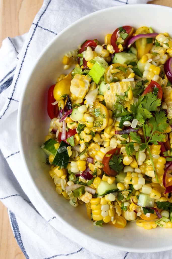 Grilled Corn Salad with Honey Lime Dressing - the hungry bluebird