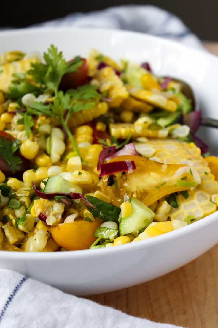 Grilled Corn Salad with Honey Lime Dressing the hungry bluebird