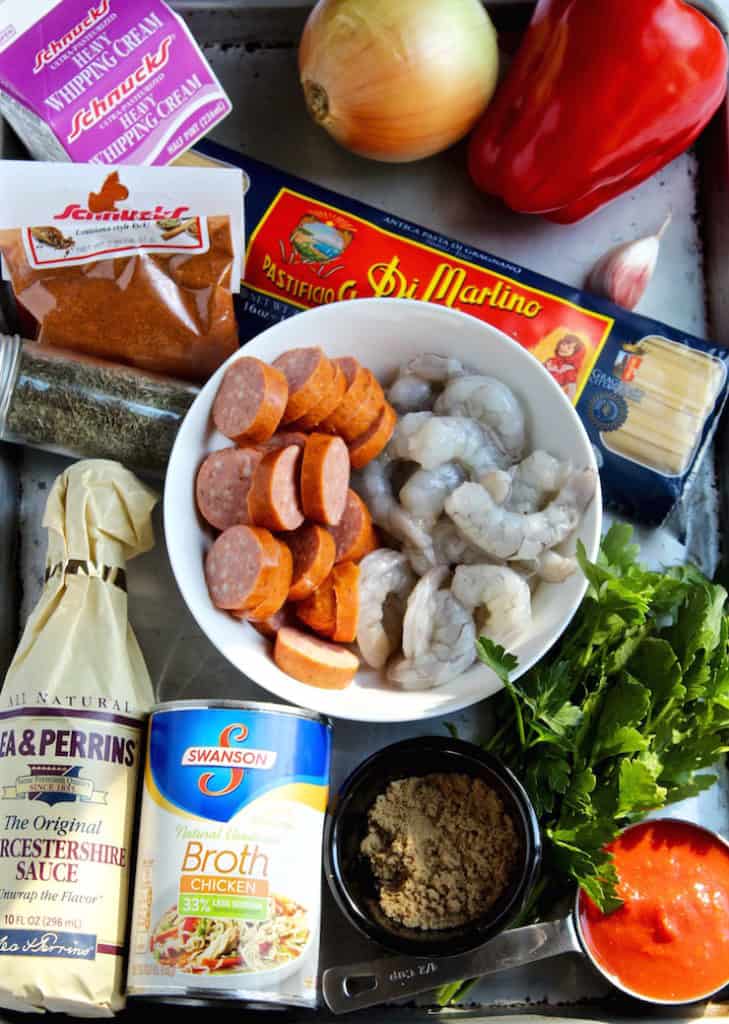 Creamy Cajun Shrimp Pasta with Sausage photo of ingredients