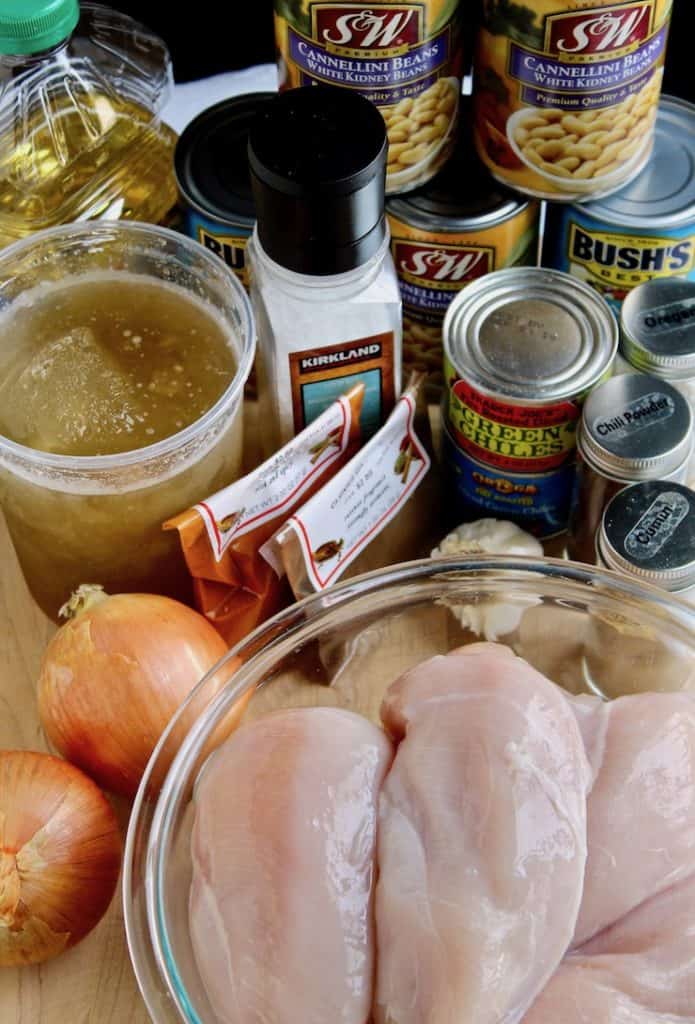 White chicken chili ingredients photo.