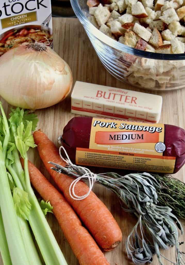 Ingredients on cutting board.