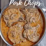 Creamy Cajun Pork Chops pin for Pinterest with text.