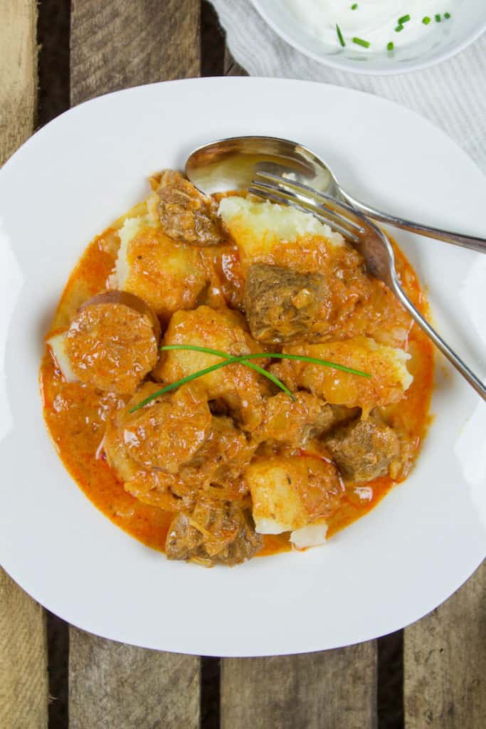 Hungarian Goulash with Pork and Sauerkraut the hungry bluebird