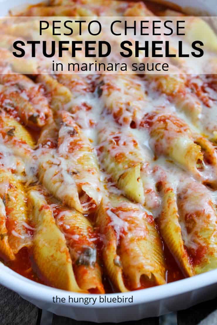 Pesto Cheese Stuffed Shells in Marinara Sauce