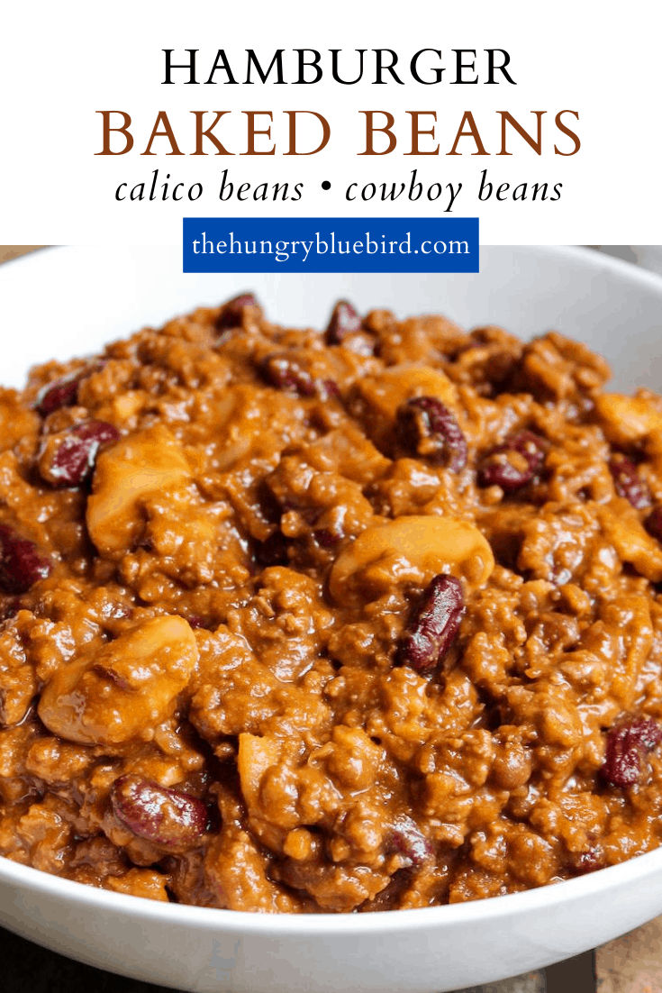 Calico Beans Recipe with Ground Beef and Bacon - the hungry bluebird
