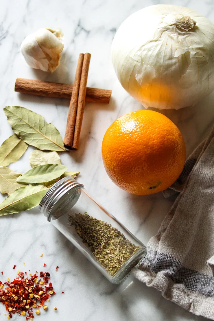 Ingredients for carnitas.