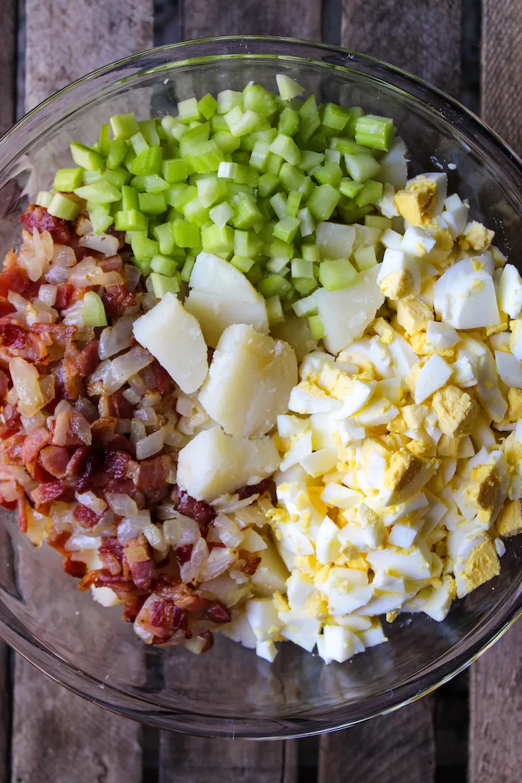 Ingredients in bowl before dressing.