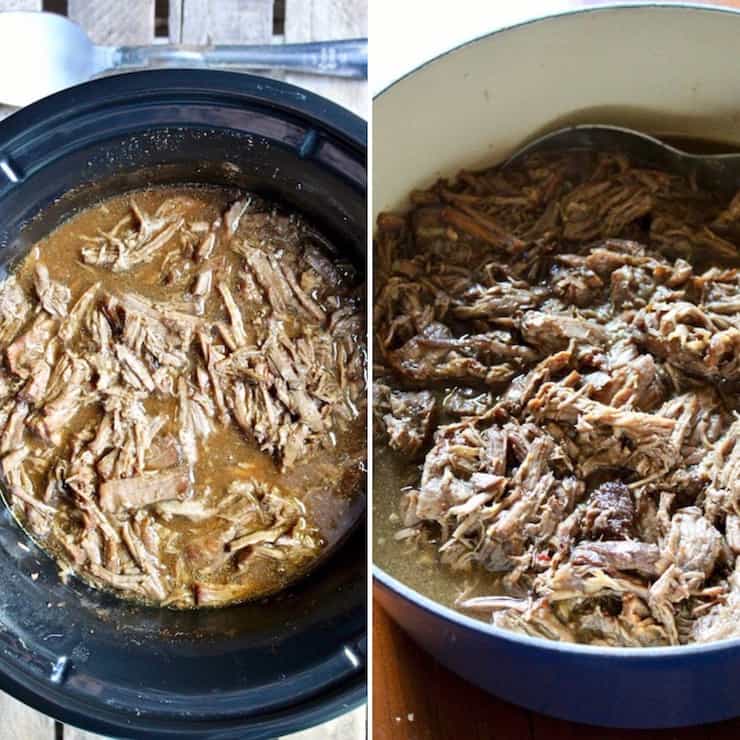 Italian Beef Po' Boys, cooked and shredded beef in juices.