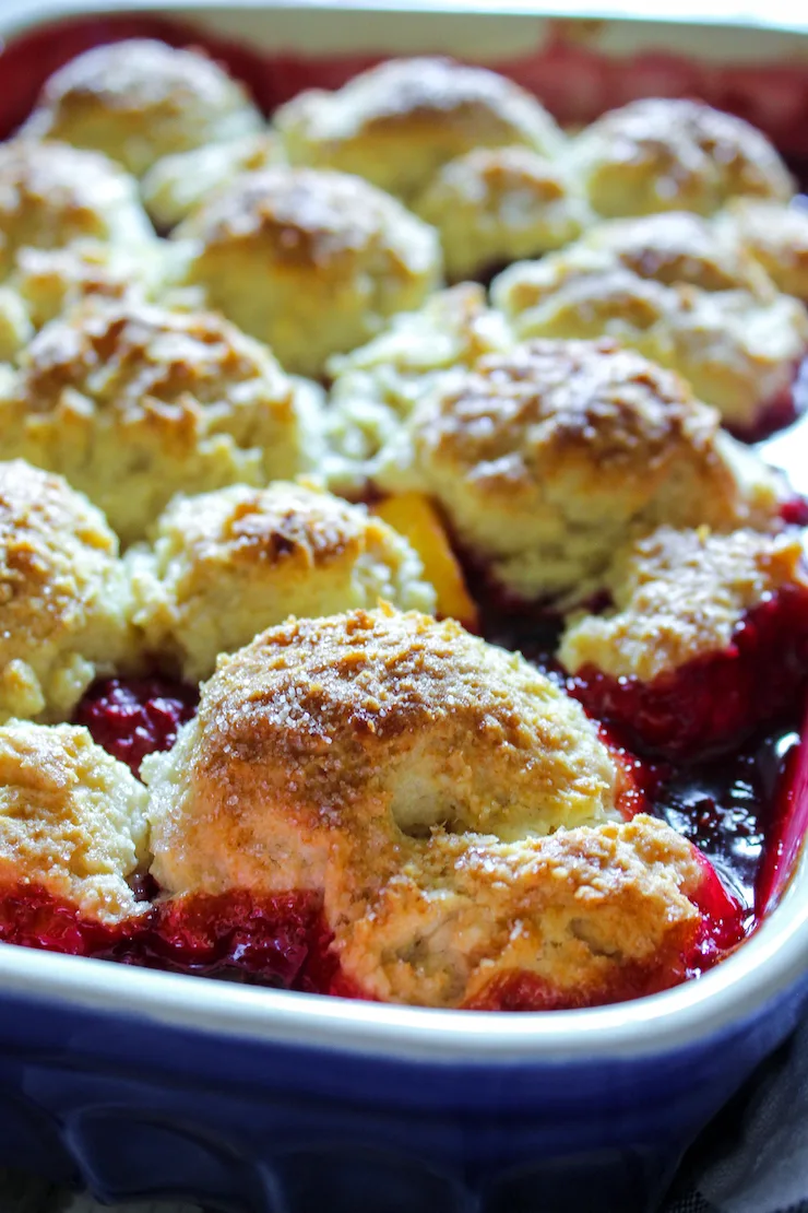 Closeup of cobbler crust.