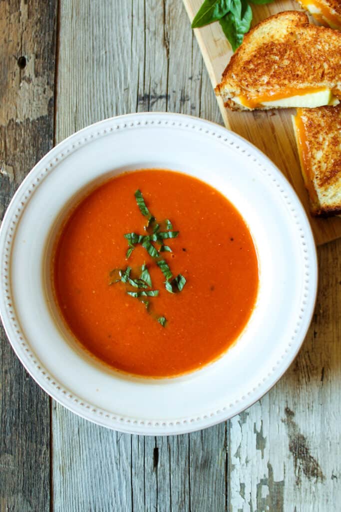 Roasted Fresh Tomato Bisque {Seasonal Tomatoes + Cream + Basil}