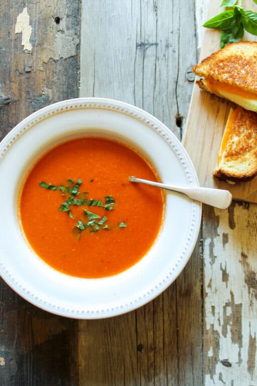 Roasted Fresh Tomato Bisque {Seasonal Tomatoes + Cream + Basil}