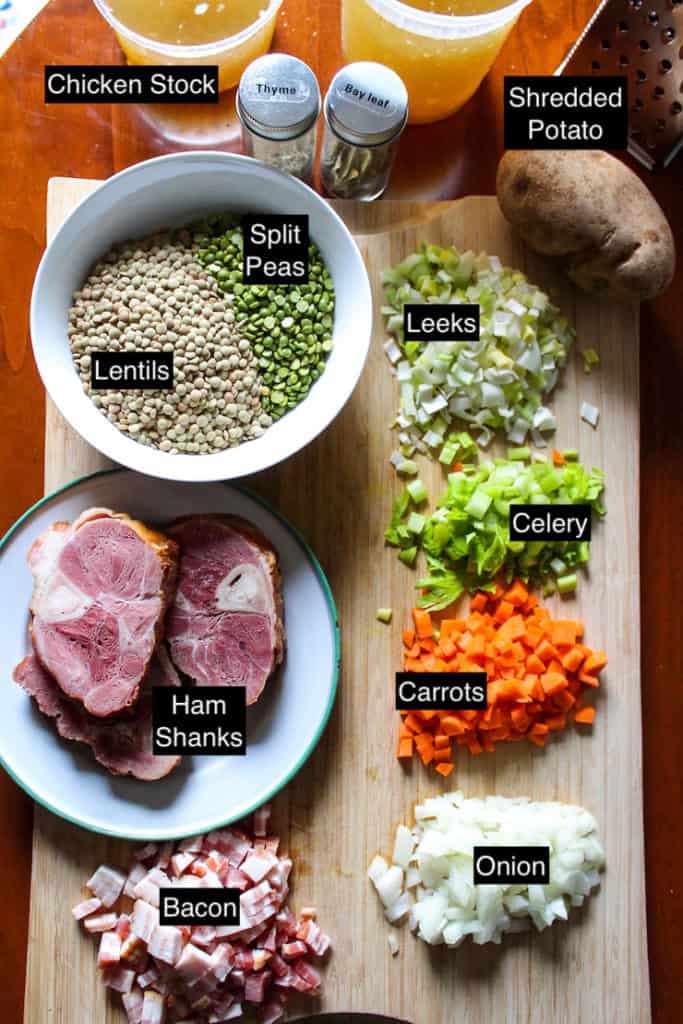 Split Pea and Lentil Soup Recipe with Bacon and Ham