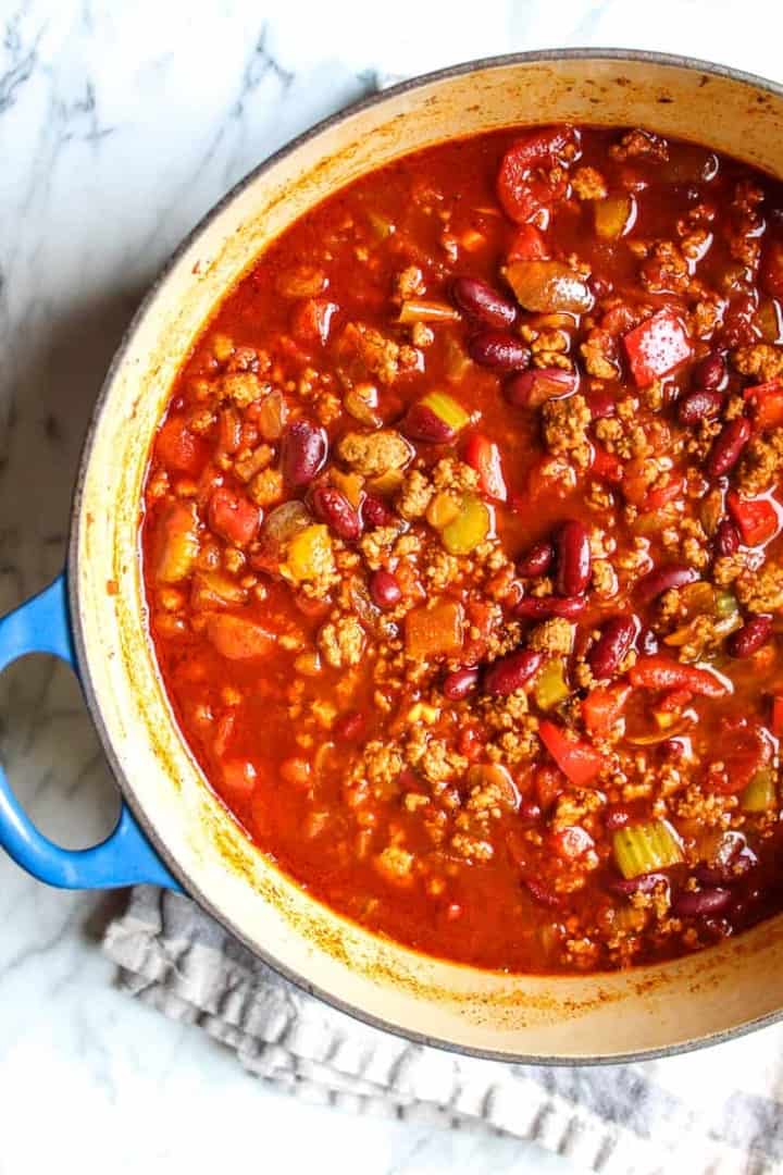 Healthy Ground Turkey Chili Recipe - the hungry bluebird