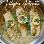 Tilapia Piccata, pin for Pinterest with type