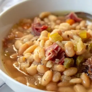 side view closeup of soup in bowl.