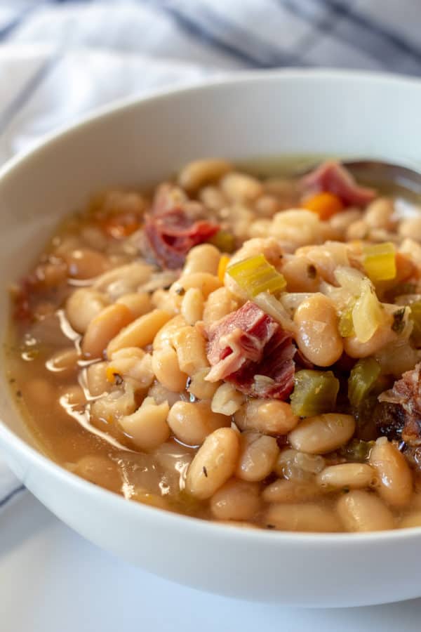 Instant Pot Ham and White Bean Soup {No Presoaking Dry Beans}
