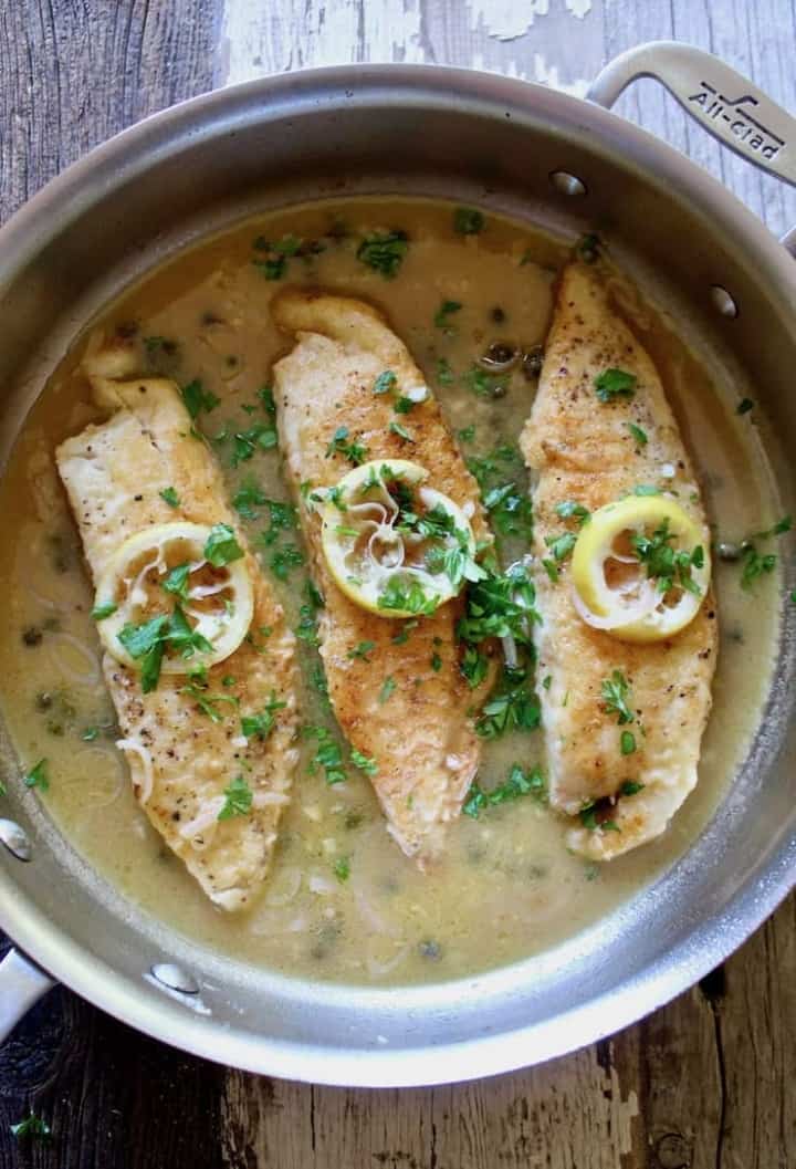 Tilapia Piccata with White Wine, Lemon and Capers Sauce