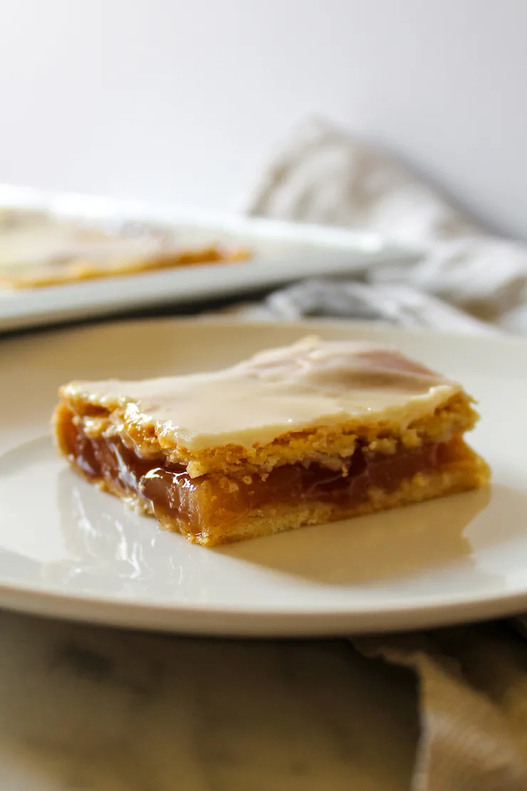 Apple slice on white plate