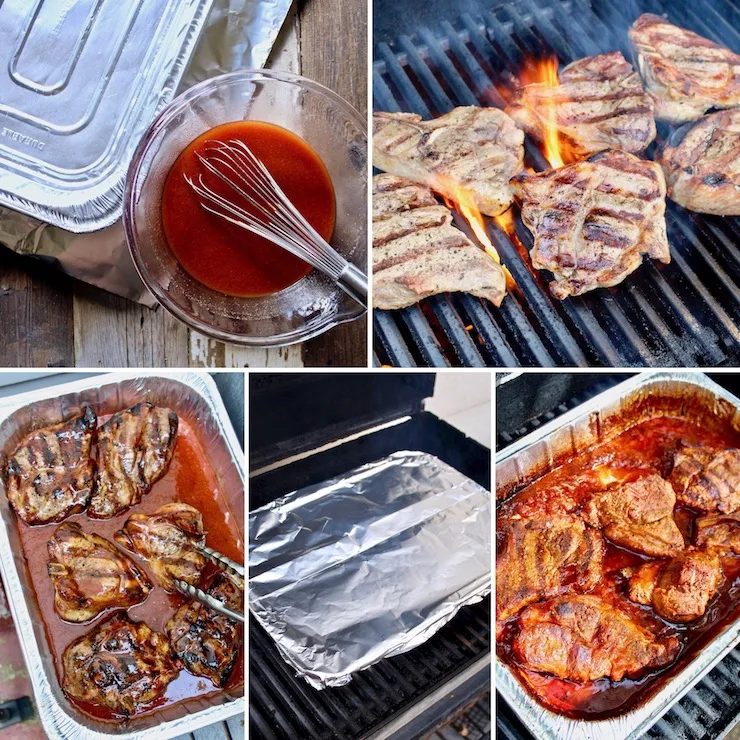 St. Louis BBQ Pork Steaks collage of five step by step photos