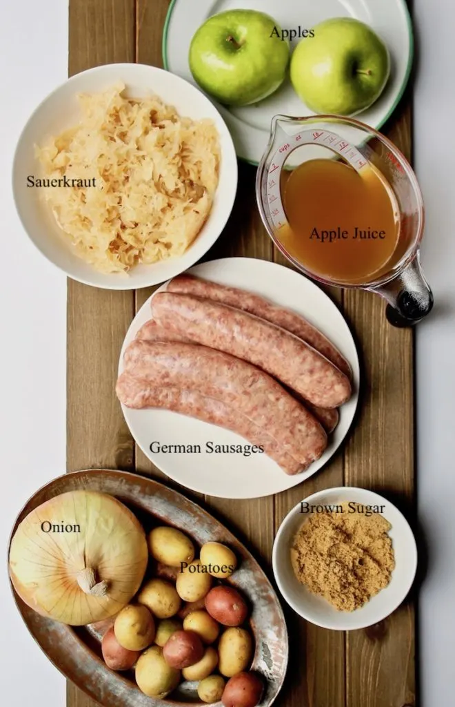 Recipe ingredients on board labeled with text.