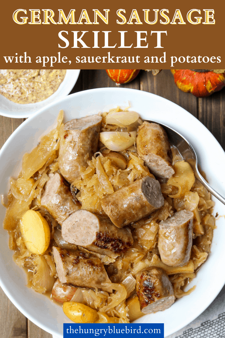 German Sausage Skillet with Apples and Sauerkraut The Hungry Bluebird
