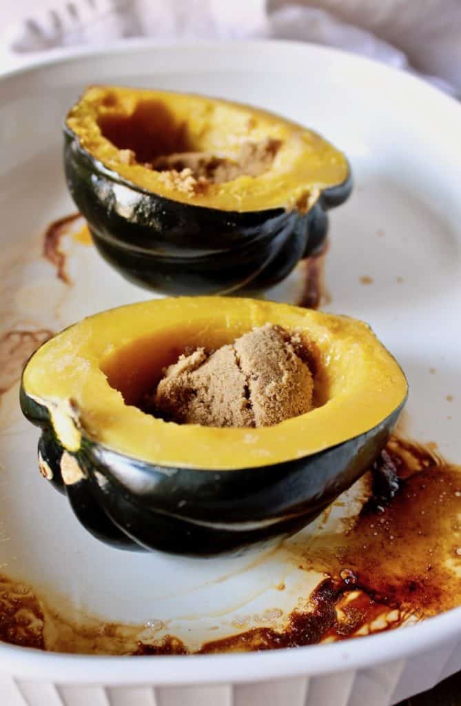 Baked Acorn Squash with Butter and Brown Sugar - the hungry bluebird