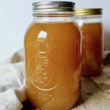 Homemade Turkey Stock, in quart mason jar