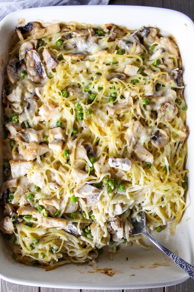 Chicken-Alfredo Baked Penne (Easy) - Sweet Little Bluebird